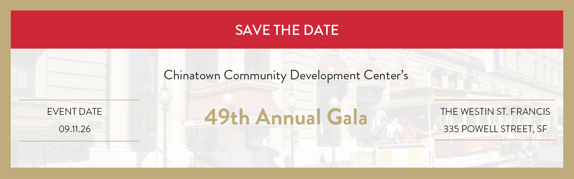 ccdc 49 years 49th anniversary gala on september 11, 2026 at the westin st francis, 335 powell street, san francisco